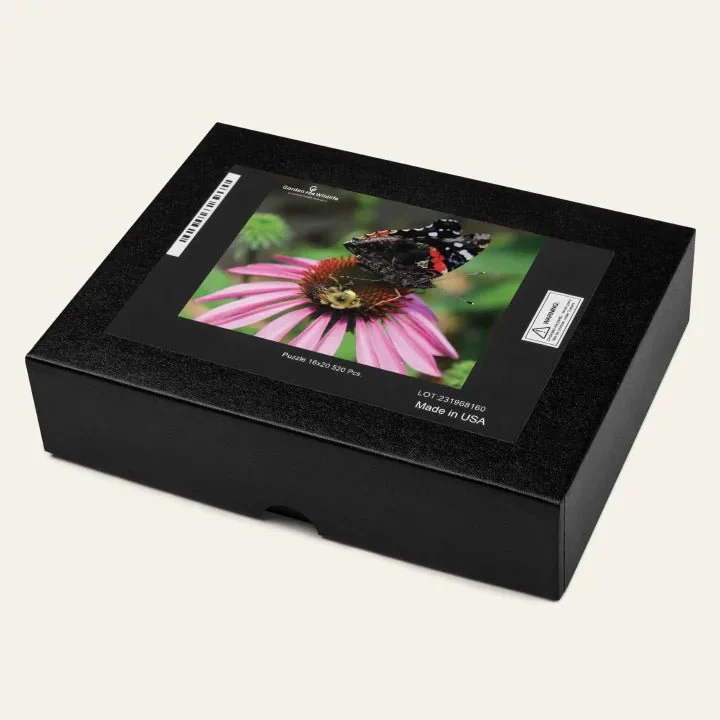 Garden for Wildlife Jigsaw Puzzle - Red Admiral Butterfly and Bee on Purple Coneflower - Image 6